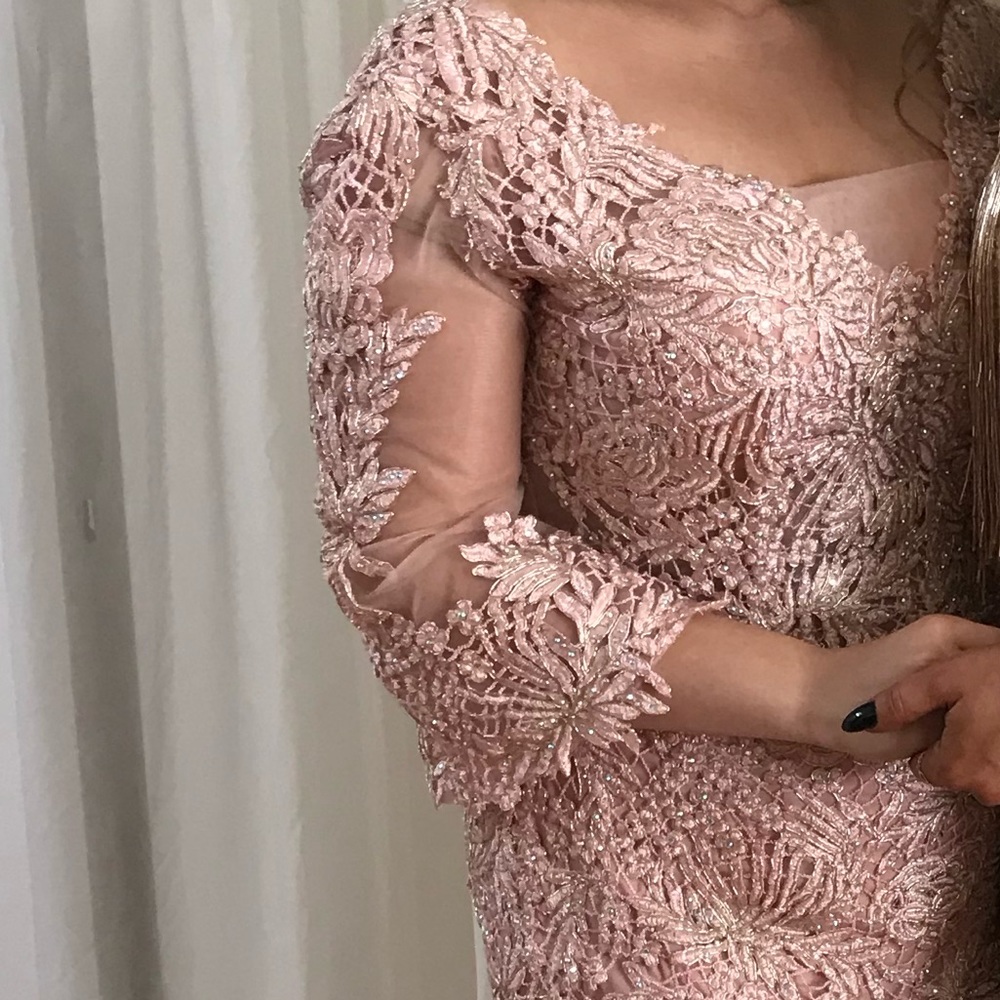 Pink lace long dress